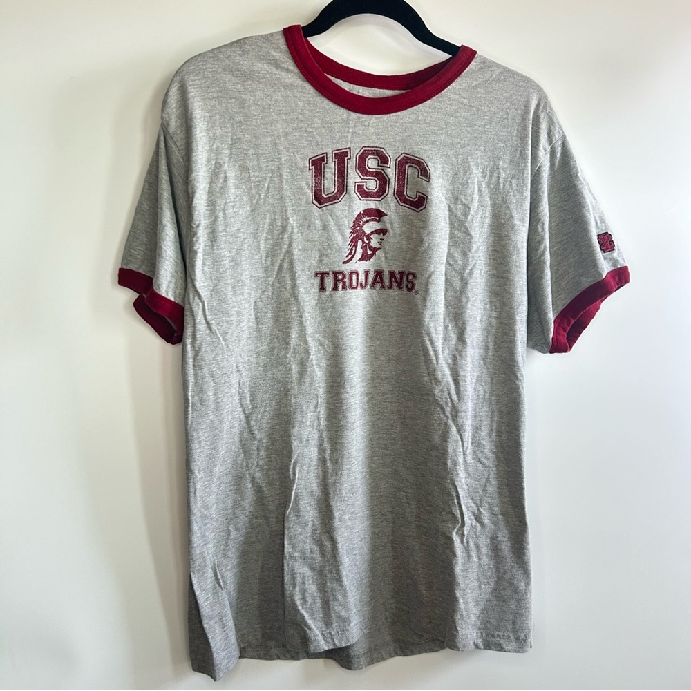 Vintage Izod Gray and Red USC Trojans Tee